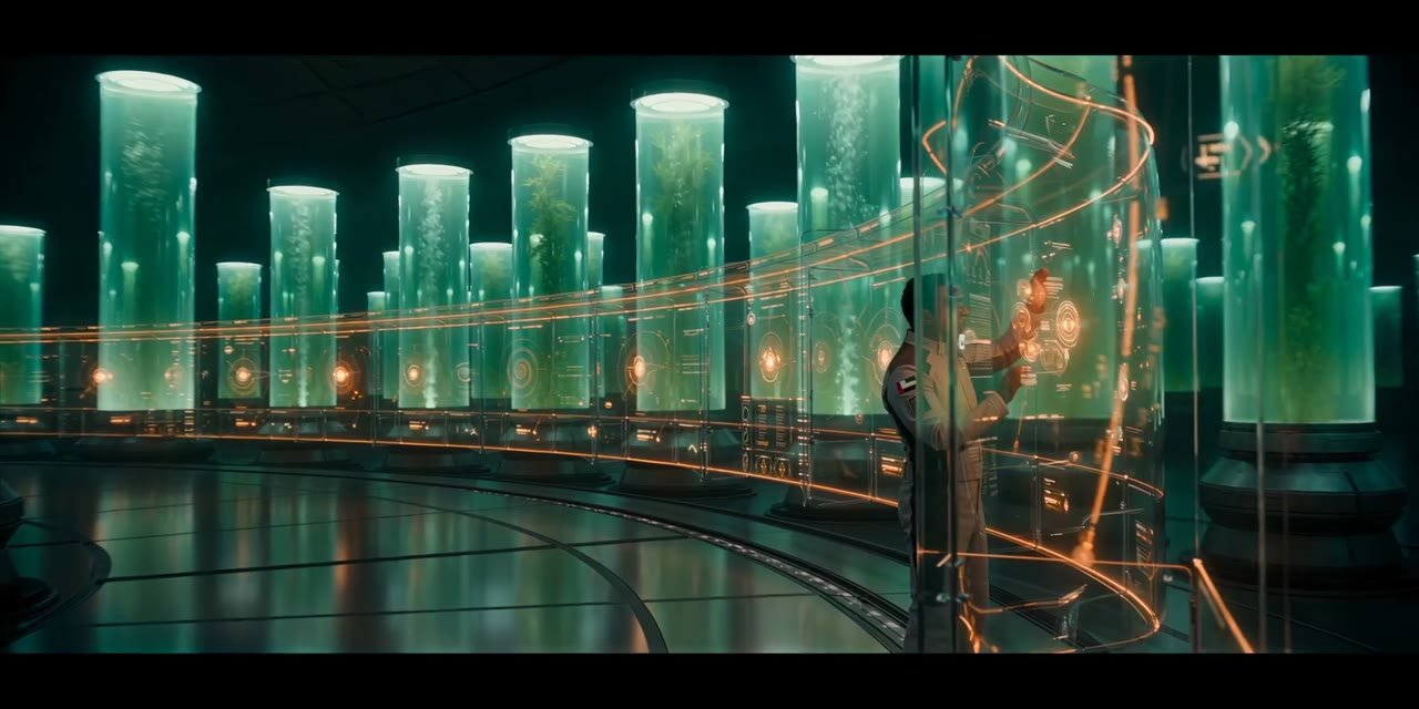 Glowing hydroponic tanks